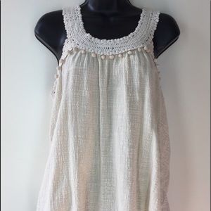 Adiva Sleeveless Top’s Crochet Pom Pom Boho Size S